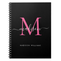 Monogramme rose chaud noir fille Nom initial du sc
