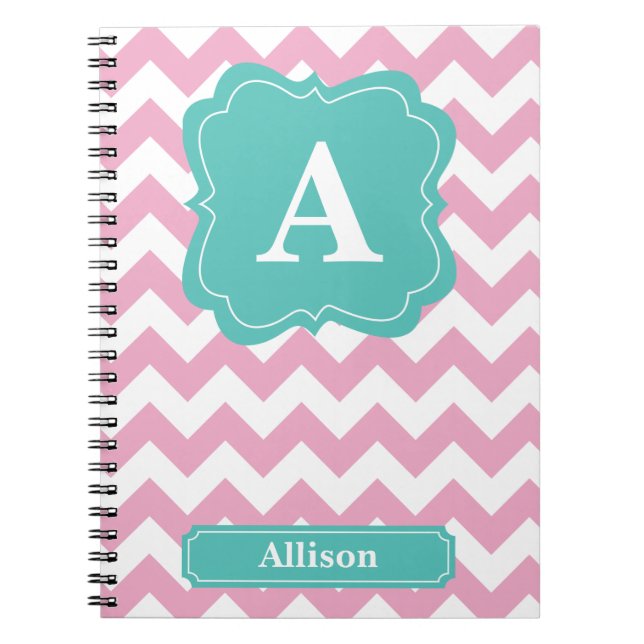Carnet Monogramme rose-clair de Chevron (Devant)