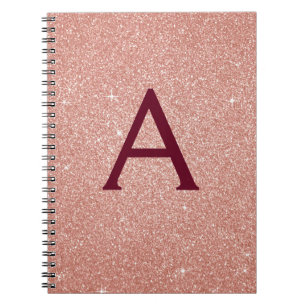 Carnet Monogramme Rose de Parties scintillant de Bourgogn