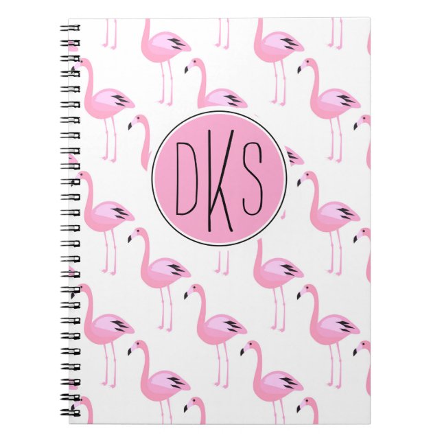 Carnet Monogramme rose des Flamants roses | (Devant)