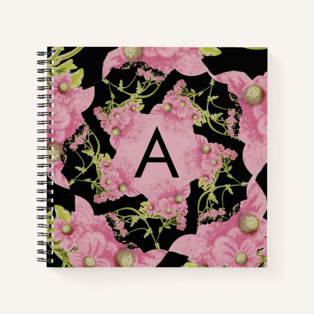 Carnet Monogramme rose et noir d'Achille (Devant)