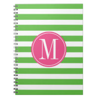 Monogramme rose et vert de coutume de rayures