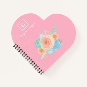 Carnet Monogramme rose floral