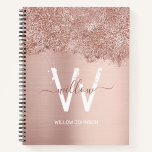 Carnet Monogramme rose Gold Blush Rose Girl Parties scint