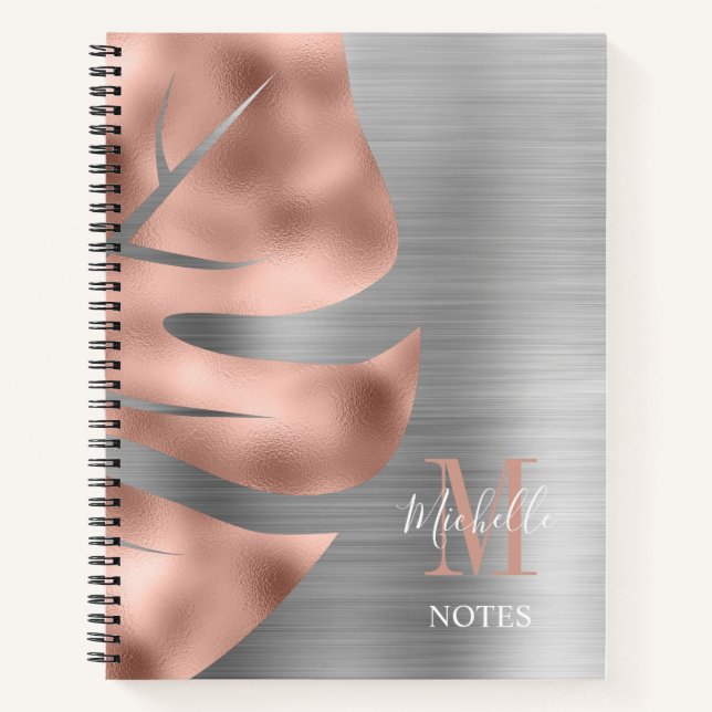 Carnet Monogramme Rose Gold Gris (Devant)