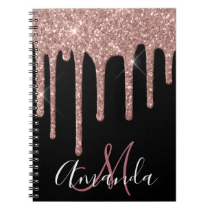Carnet Monogramme rose Gold Parties scintillant