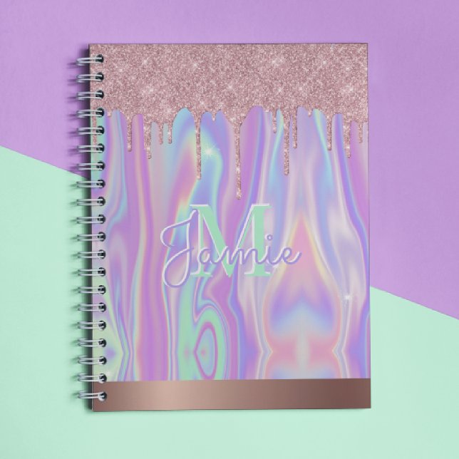 Carnet Monogramme Rose métallique Parties scintillant d'o (Créateur téléchargé)