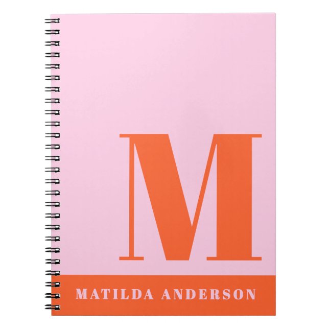 Carnet Monogramme rose moderne (Devant)