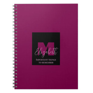 Carnet Monogramme rose Nom personnalisé Pois Ci géométriq