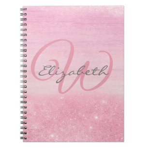 Carnet Monogramme rose ombre Parties scintillant douce