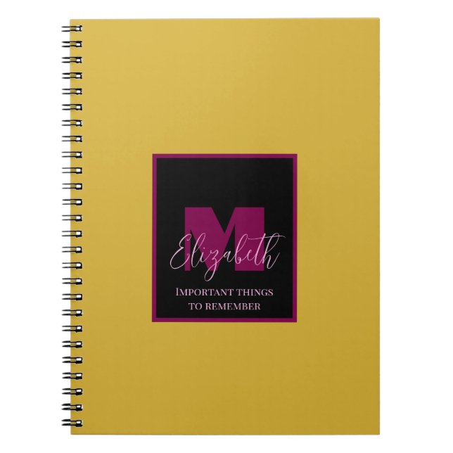 Carnet Monogramme rose or clair Nom personnalisé (Devant)