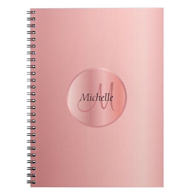 Carnet Monogramme Rose or élégant Modèle tendance (Devant)