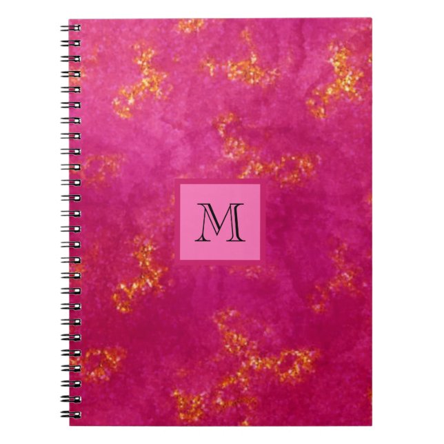 Carnet Monogramme rose or fille Motif tendance initial (Devant)