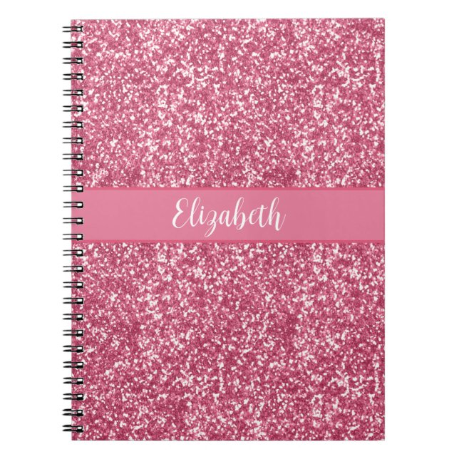 Carnet Monogramme Rose Pailleté Gris Tendance Glamour Bri (Devant)