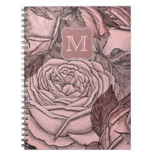 Carnet Monogramme rose pâle Rose