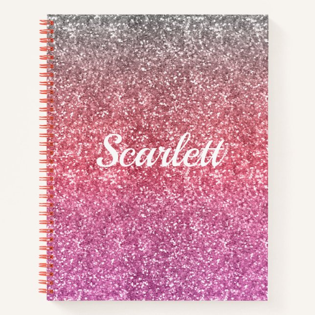 Carnet Monogramme rose Parties scintillant et étincelle O (Devant)