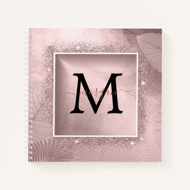 Carnet Monogramme rose Parties scintillant or (Devant)