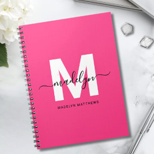 Carnet Monogramme Rose Personnalisé