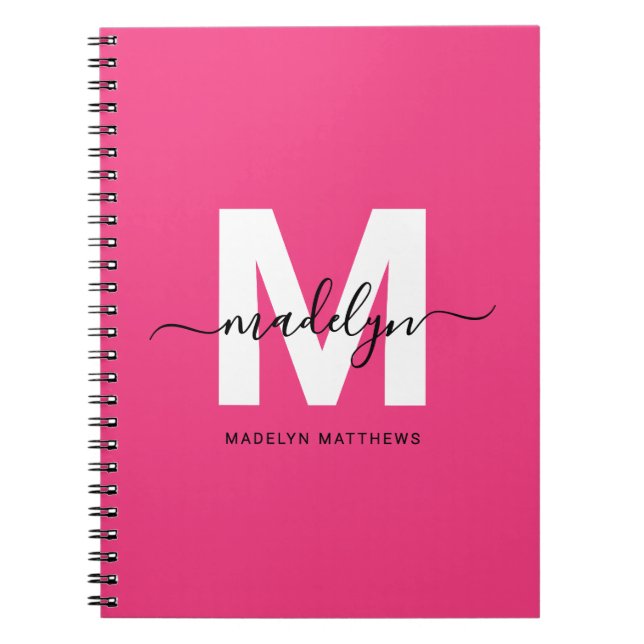 Carnet Monogramme Rose Personnalisé (Devant)