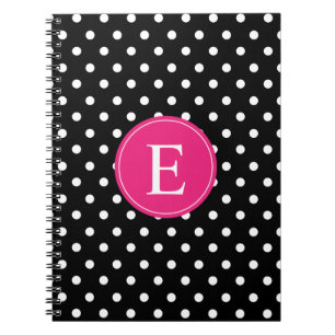 Carnet Monogramme rose point noir