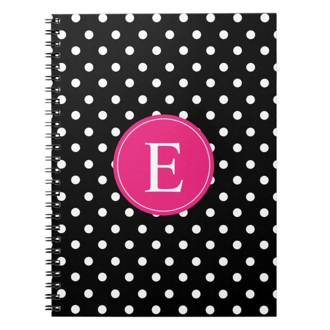 Carnet Monogramme rose point noir (Devant)