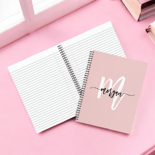 Carnet Monogramme rose - Retour de la fille à l'école