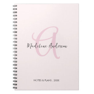 Carnet Monogramme rose rose rose moderne minimaliste fémi
