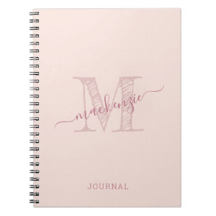Carnet Monogramme rose Rustique Chic Personnalisé