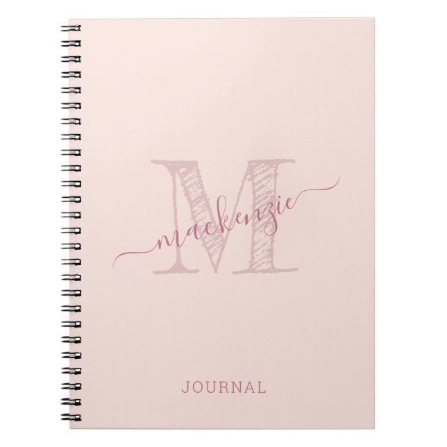 Carnet Monogramme rose Rustique Chic Personnalisé (Devant)