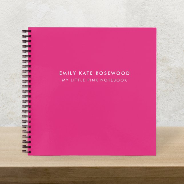 Carnet Monogramme rose simple minimal Nom Mon petit pince (Créateur téléchargé)