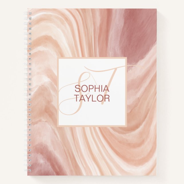 Carnet Monogramme rose vif pour fille Personnalisé Votre  (Devant)