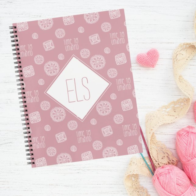 Carnet Monogramme rose vif Temps pour dévier Crochet (Créateur téléchargé)