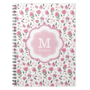 Carnet Monogramme Roses roses roses romantiques Joli Moti