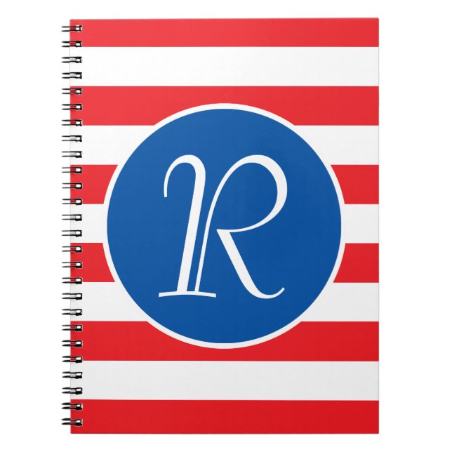 Carnet Monogramme rouge blanc et bleu (Devant)