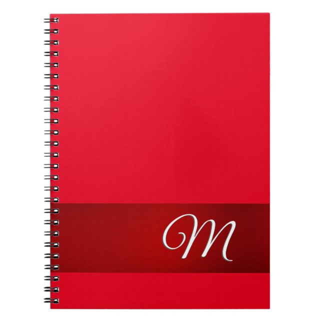 Carnet Monogramme Rouge Élégant Minimaliste Calligraphie (Devant)