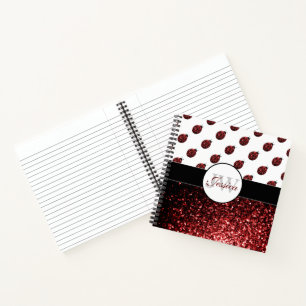 Carnet Monogramme rouge foncé coccinelle faux parties sci