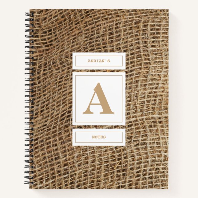 Carnet Monogramme Russe de Burlap initial (Devant)