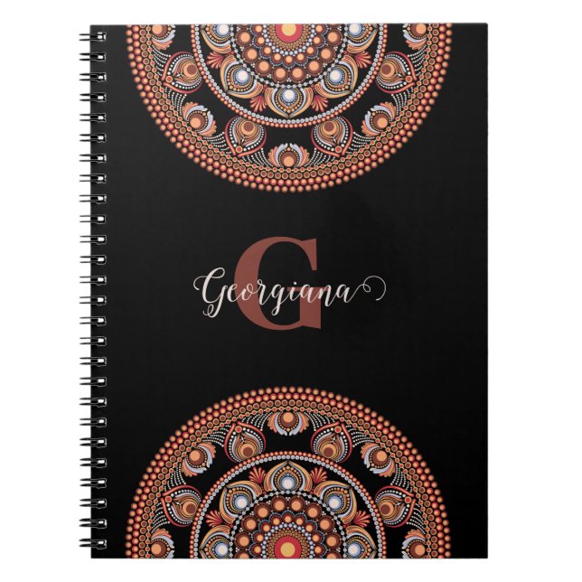 Carnet Monogramme Safari Sunset Bohemian Dot Mandala (Devant)