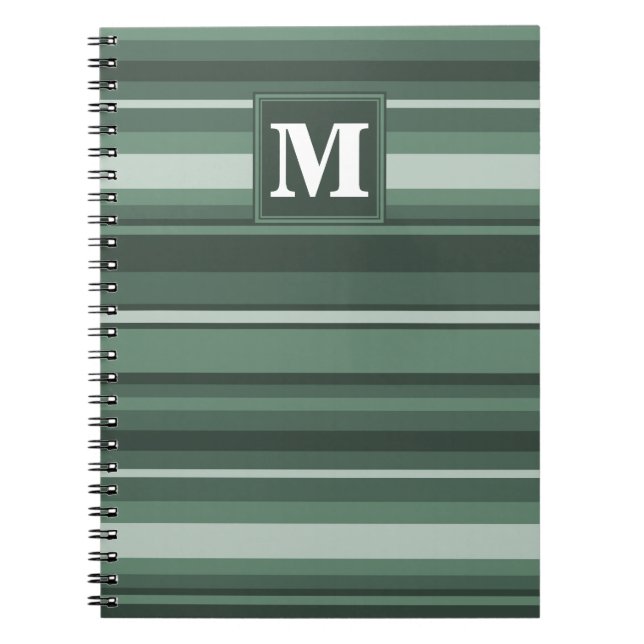 Carnet Monogramme sauge bandes vertes (Devant)