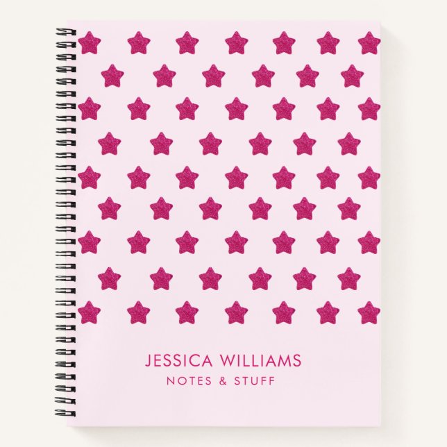 Carnet Monogramme scintillant rose vif mignon (Devant)