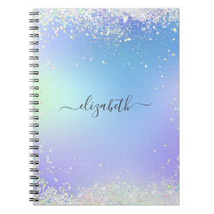 Carnet Monogramme Script arc-en-ciel Parties scintillant 