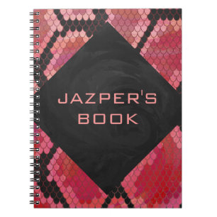 Carnet Monogramme serpent noir et rouge imprimé
