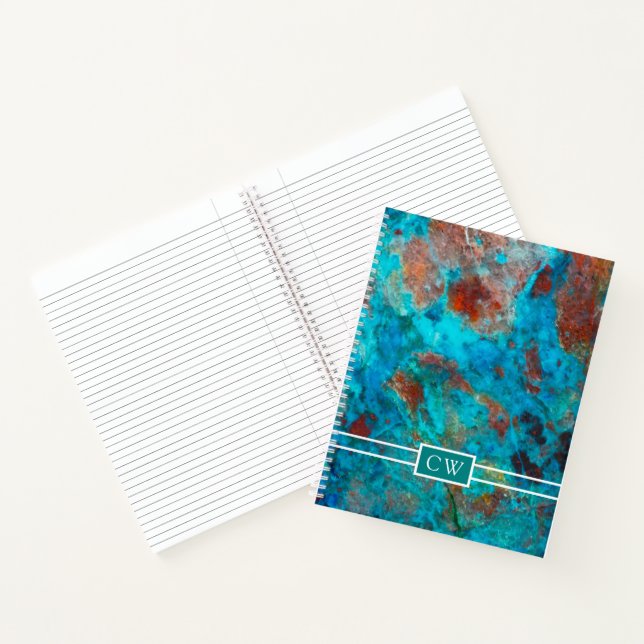 Carnet Monogramme | Shattuckite bleue (Intérieur)