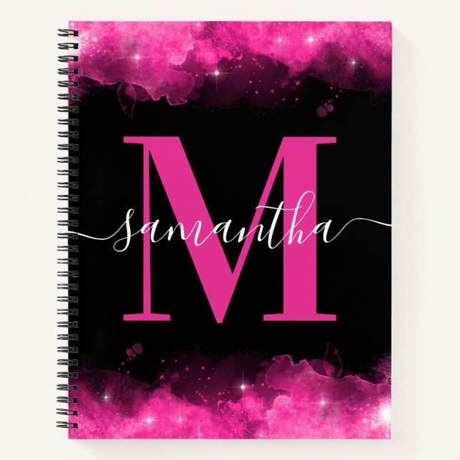 Carnet Monogramme Signature Céleste Rose (Devant)