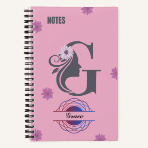 Carnet Monogramme Silhouette - Nommé avec la lettr