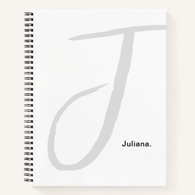 Carnet Monogramme simple blanc et gris (Devant)