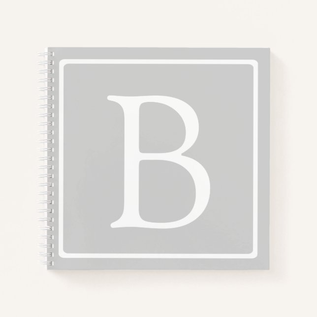 Carnet Monogramme simple gris clair (Devant)