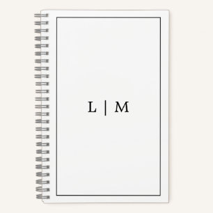 Carnet Monogramme simple noir et blanc pour les entrepris