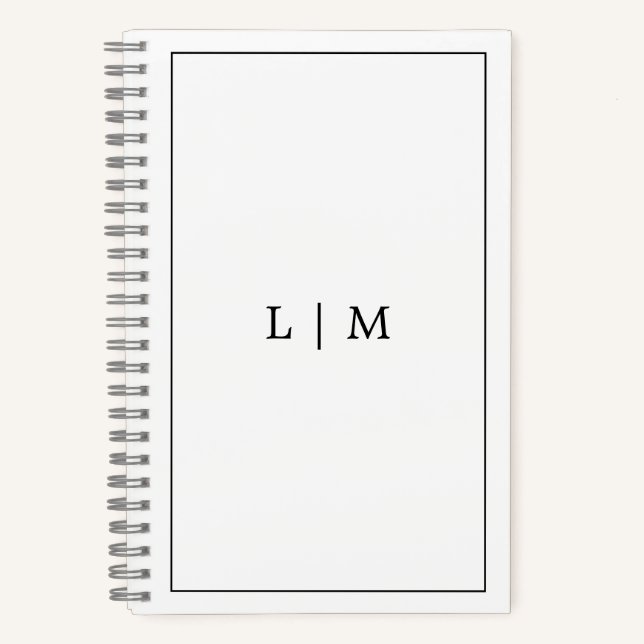 Carnet Monogramme simple noir et blanc pour les entrepris (Recto)