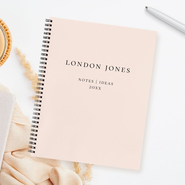 Carnet Monogramme Simple Rose Pâle Nom Personnalisé (Créateur téléchargé)